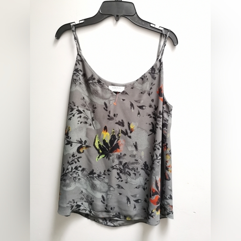 Babaton Aritzia Floral Gray Camisole Top size Small PTP 18"